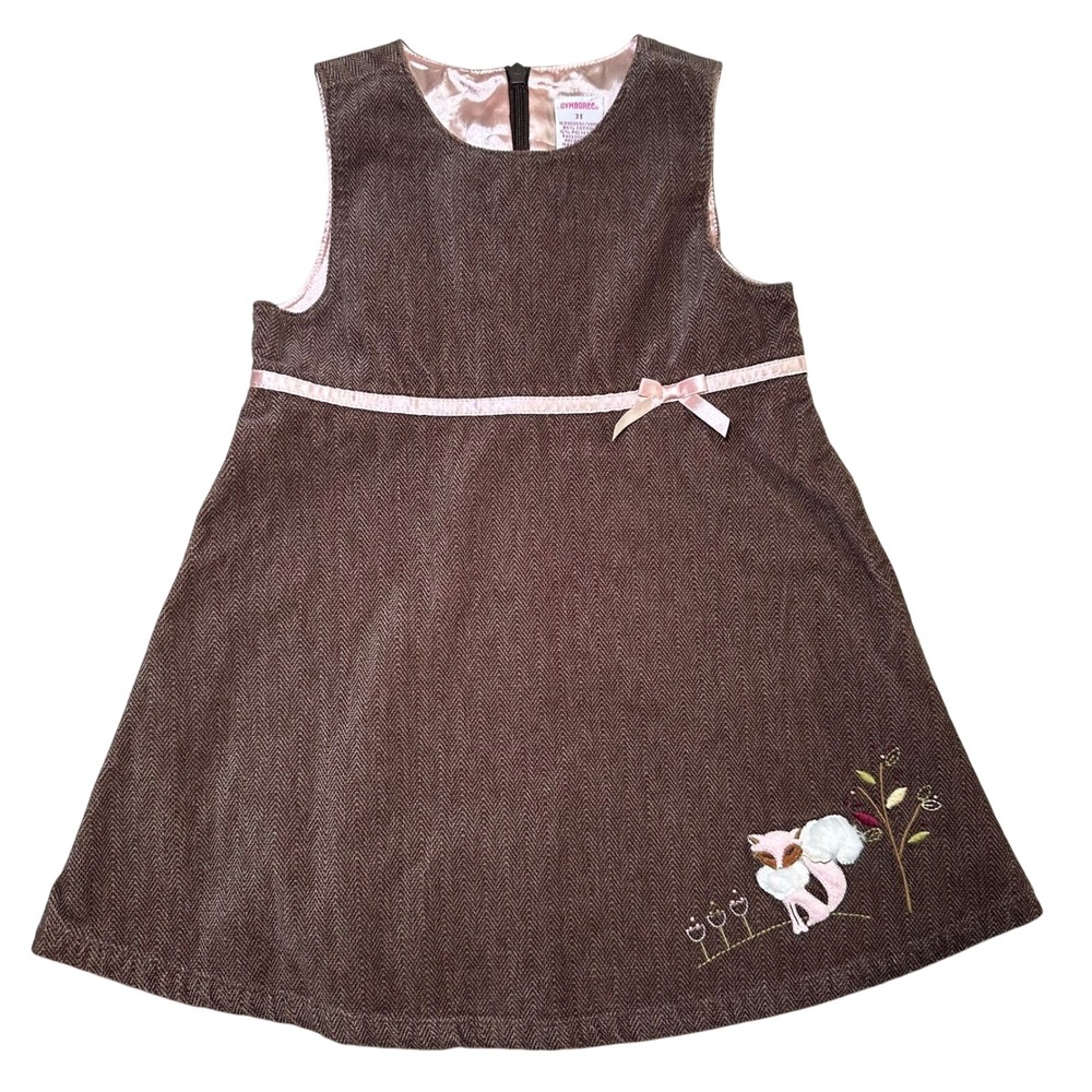 Gymboree vintage 2003 girls fox trot fall brown corduroy 3t ‎ toddler jumper